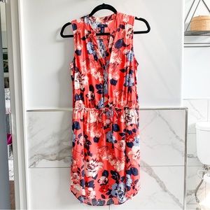 GAP Lightweight Floral Tank Dress.  Drawstring Belt.  Shirtdress Styling.